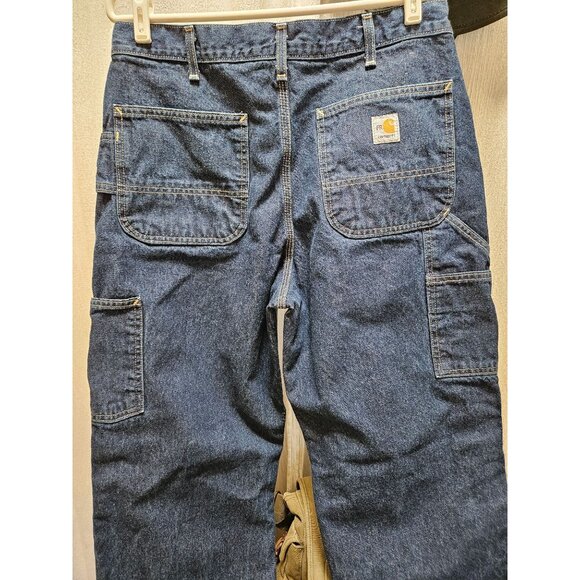 Carhartt Dungaree Fit Blue Denim Carpenter Jeans Mens 34x31 FRB13 Cat 2 2112 - Picture 5 of 8